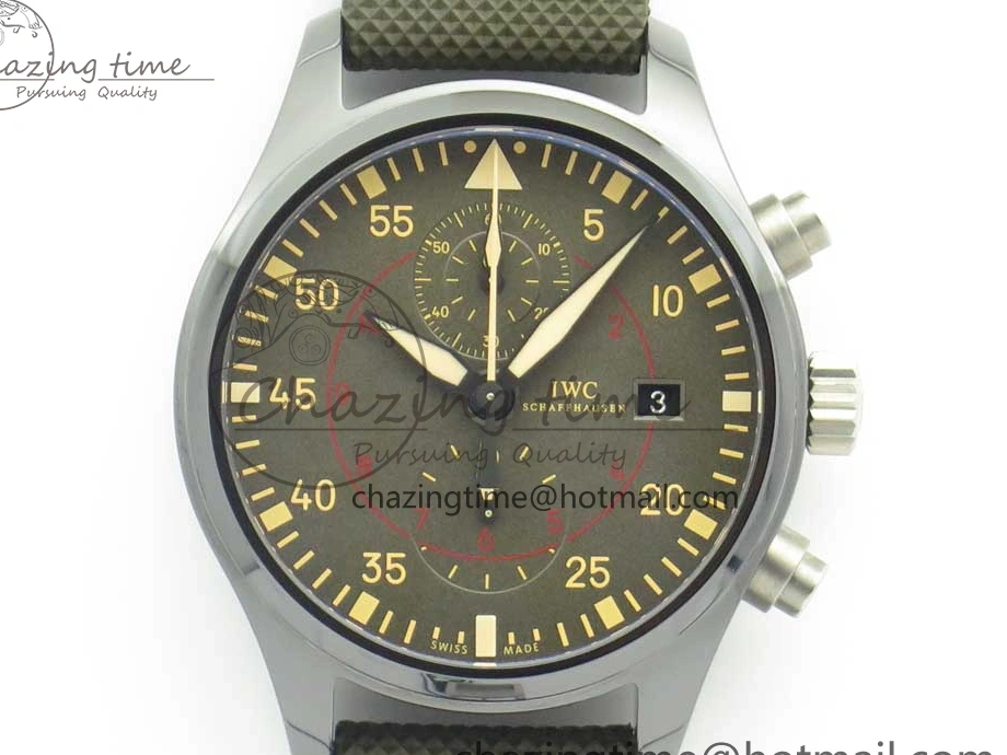 MIROTIME 0821 Classic PILOT IW389001 ZF 1:1 Best Edition Ceramic Case Green Dial on Green Nylon Strap A7750 (Function Same As Genuine) 7160